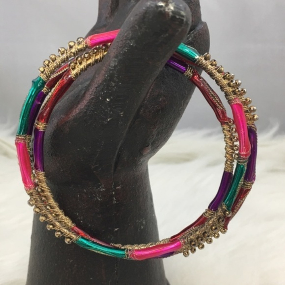 Multi-Colored India 3-Piece Stacking Bangle Set - image 1